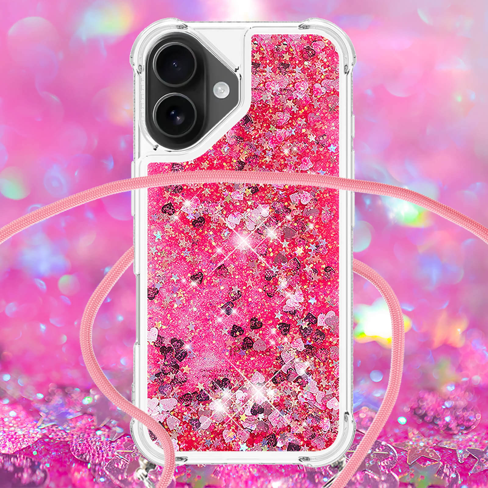 iPhone 17 - Glitzer Hülle mit Kordel