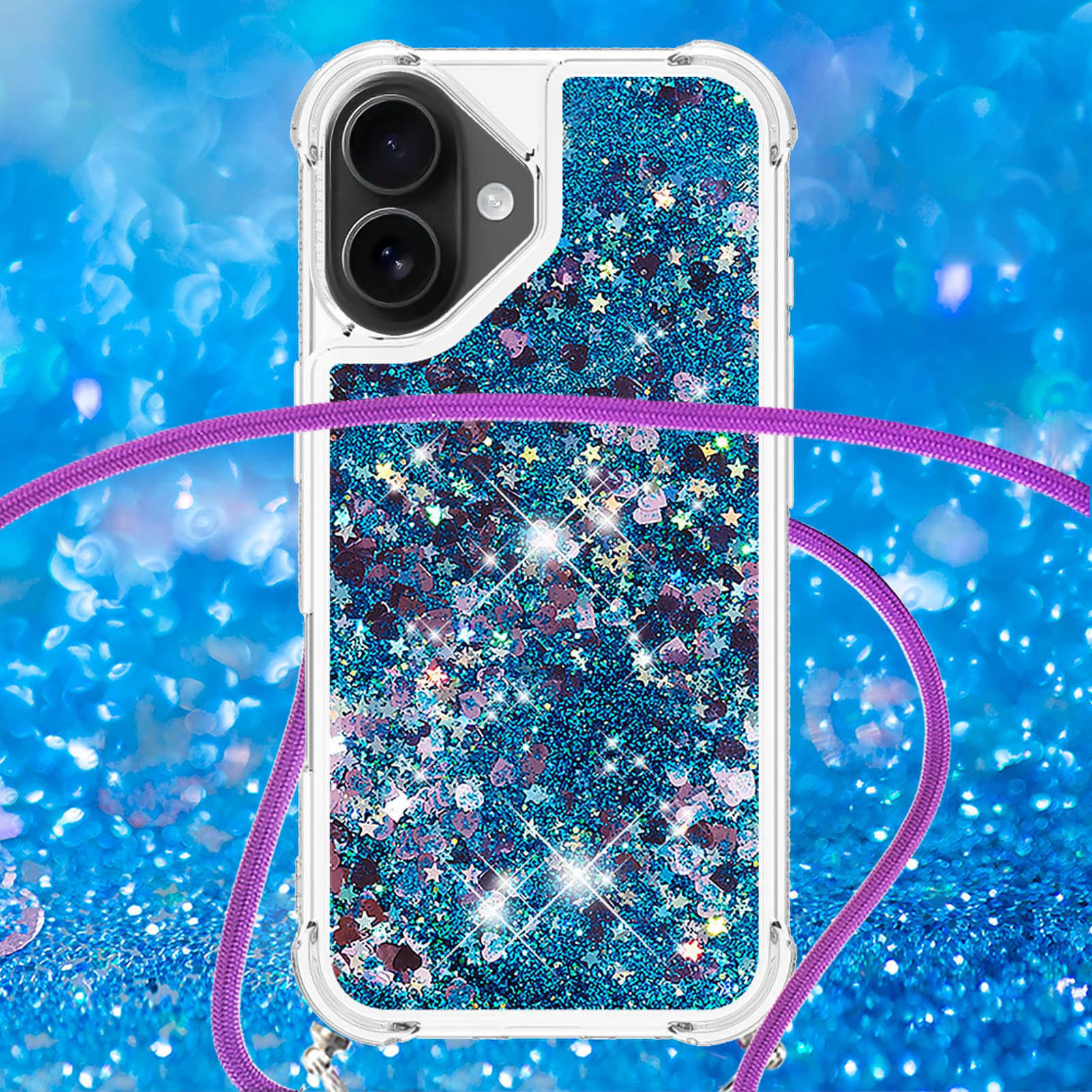 iPhone 17 - Glitzer Hülle mit Kordel