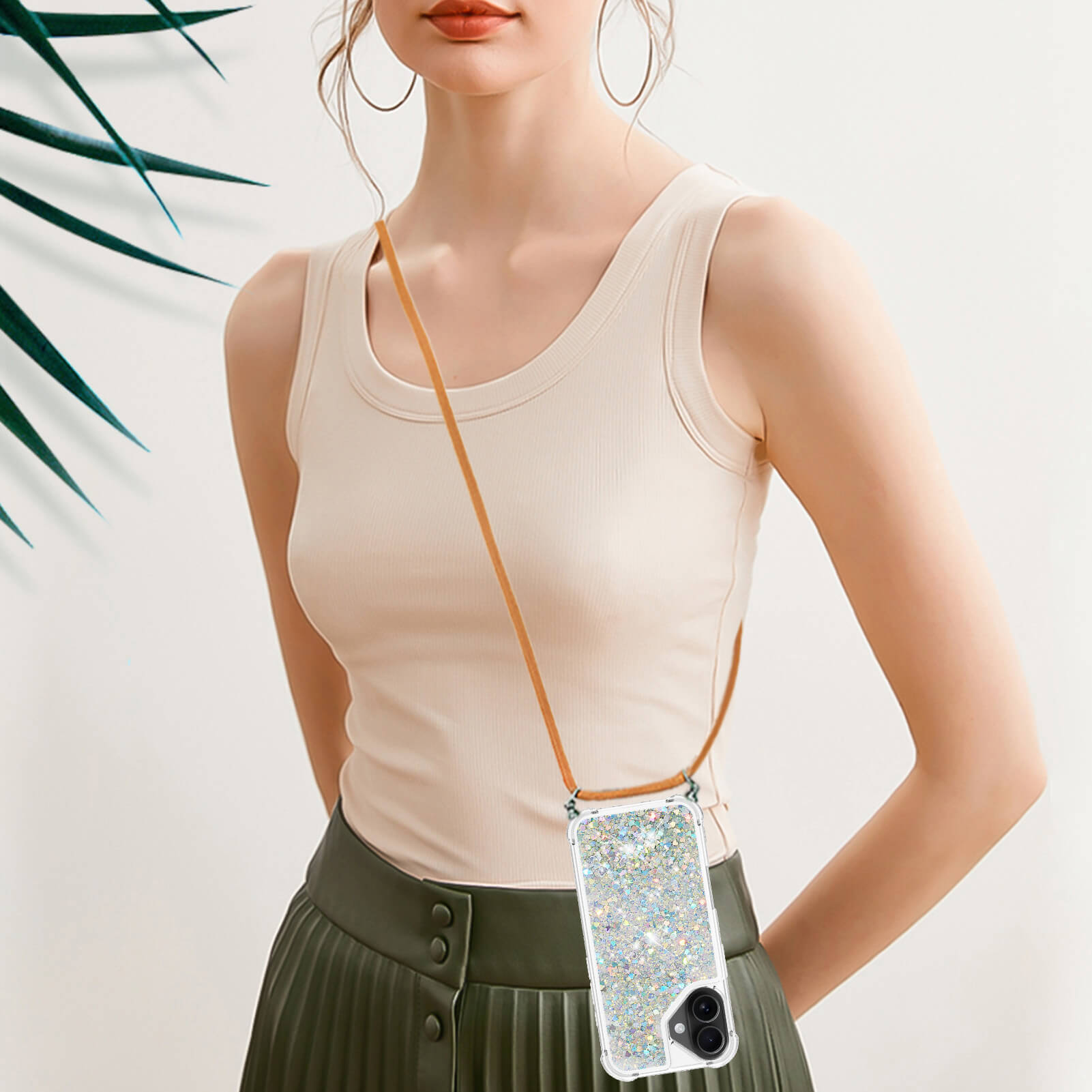 iPhone 17 - Glitzer Hülle mit Kordel