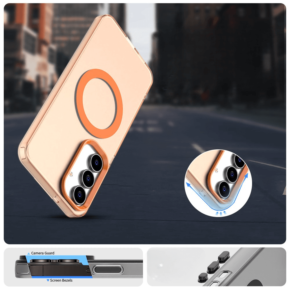 Galaxy S25 FE - Acryl-Handyhülle mit Magnet und Farbakzent