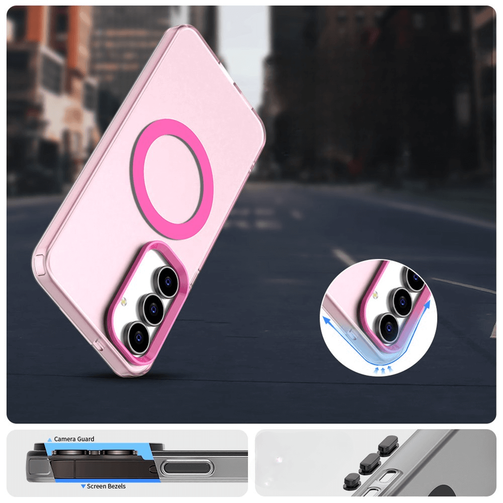 Galaxy S25 FE - Acryl-Handyhülle mit Magnet und Farbakzent