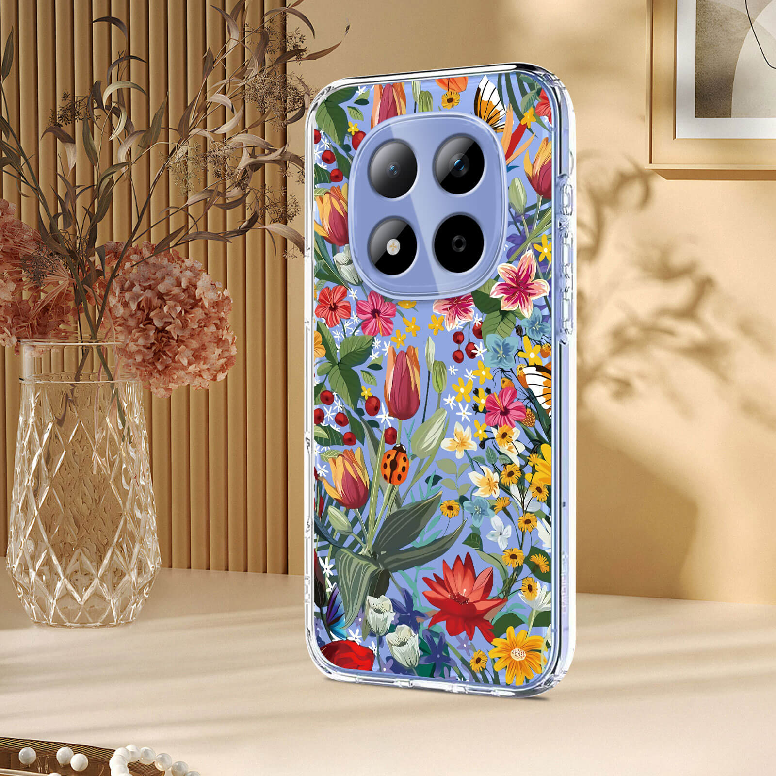 Xiaomi Redmi Note 15 Pro 5G - Custodia in gomma siliconica fiori