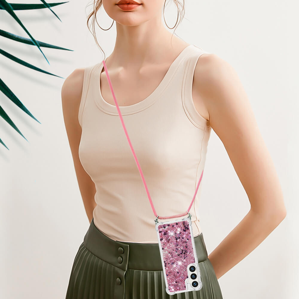 Galaxy S26 - Custodia glitterata con cordino