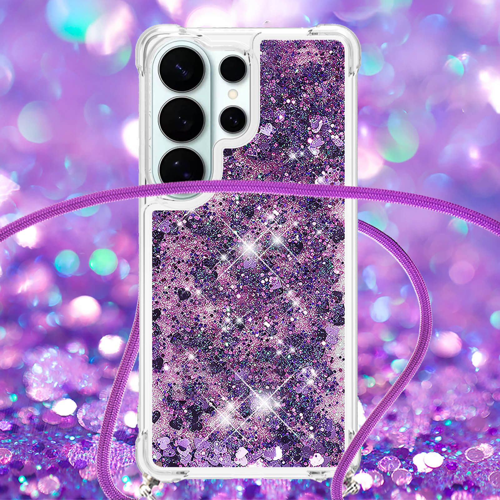 Galaxy S26 Ultra - Custodia glitterata con cordino