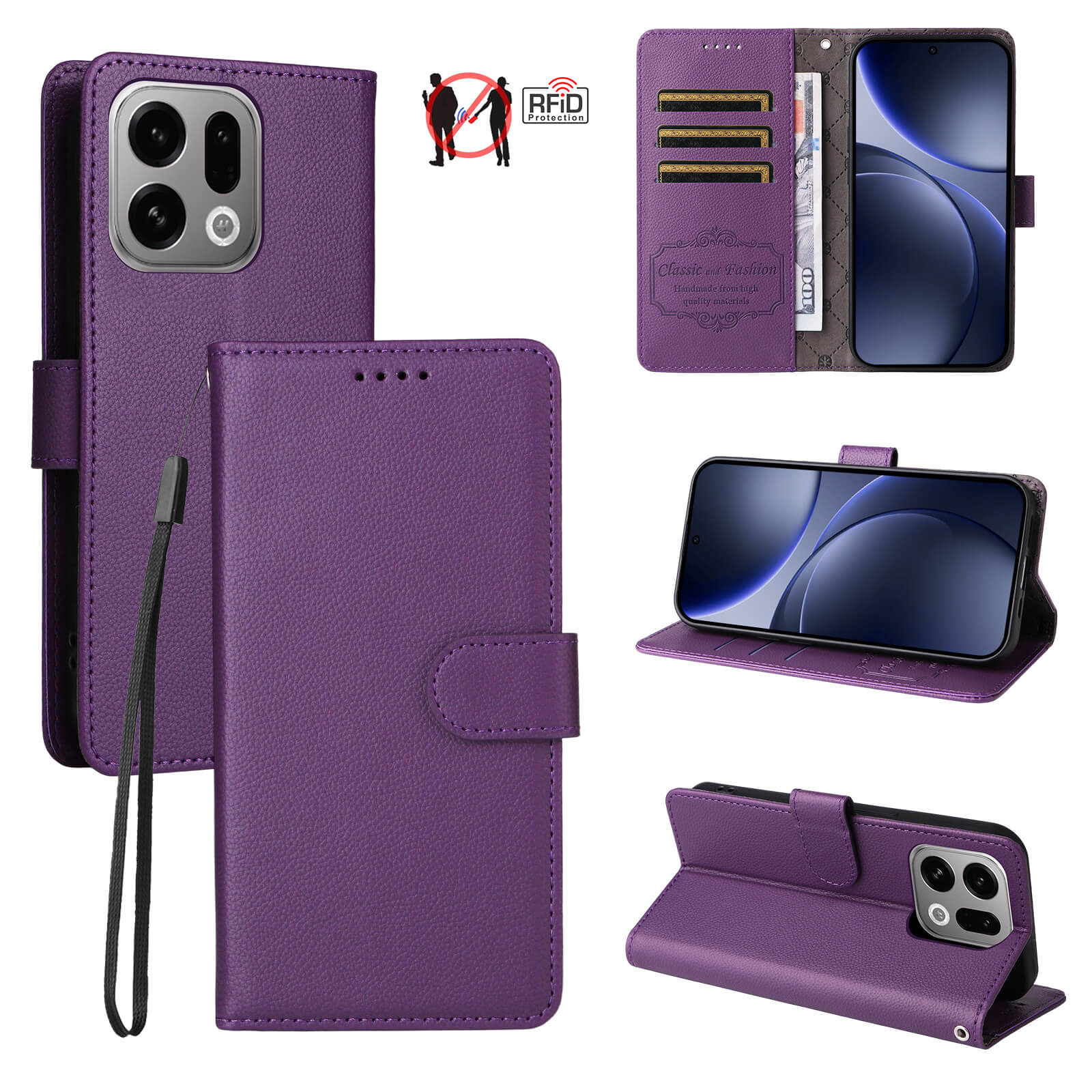 OPPO Find X9 - Leather-look case with textured surface