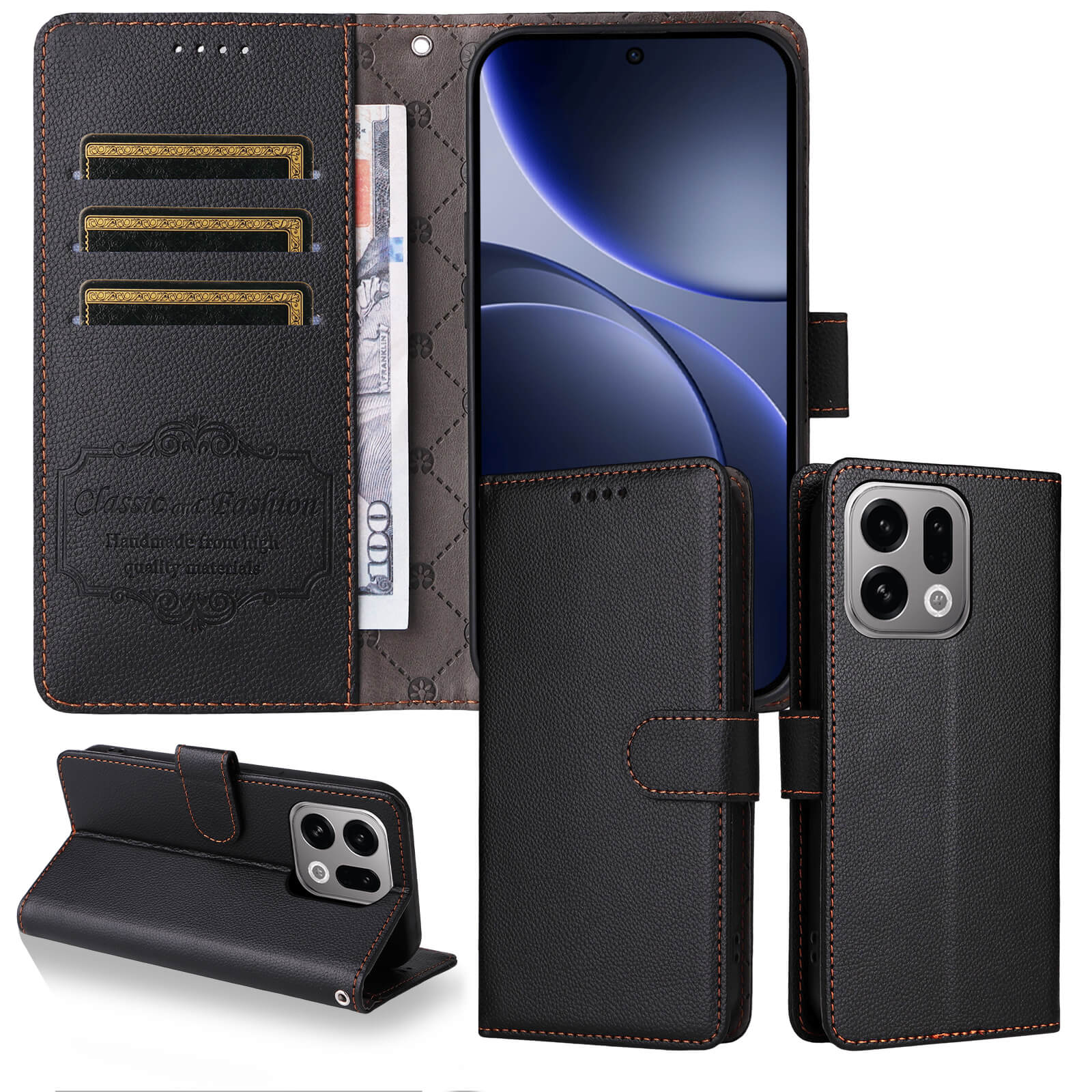 OPPO Find X9 - Leather-look case with textured surface
