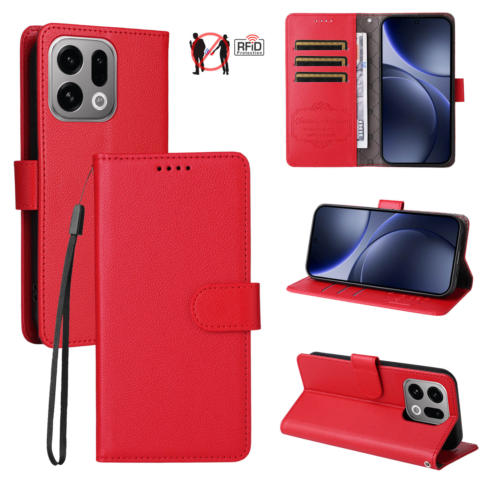 OPPO Find X9 - Leather-look case with textured surface