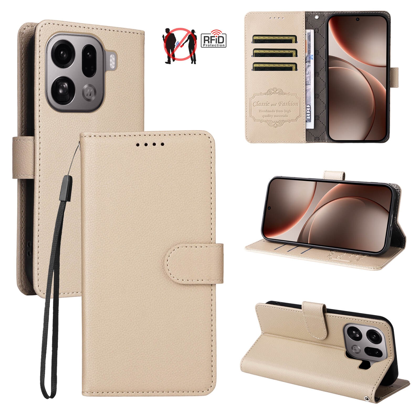 OPPO Find X9 Pro - Leather-look case with textured surface
