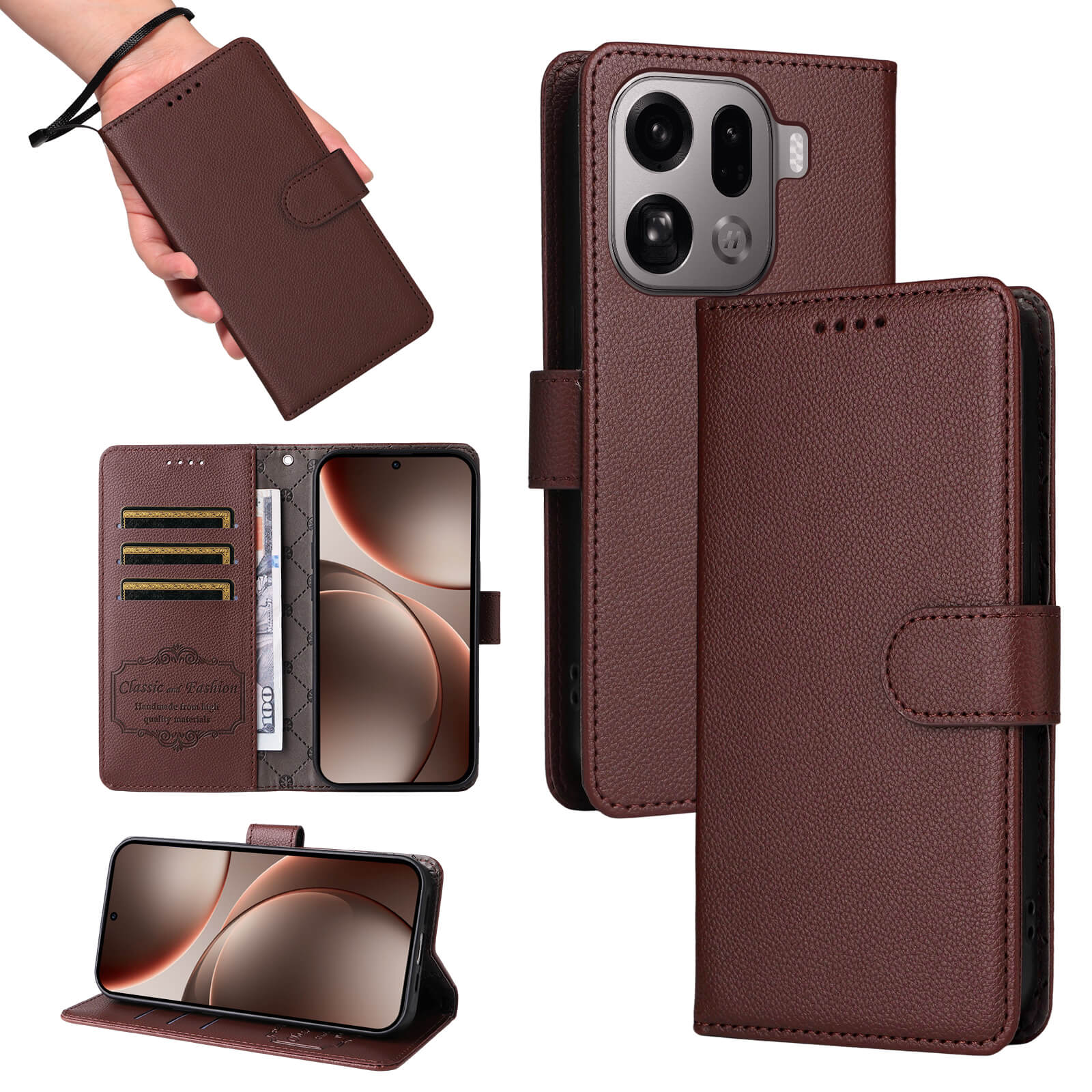 OPPO Find X9 Pro - Leather-look case with textured surface