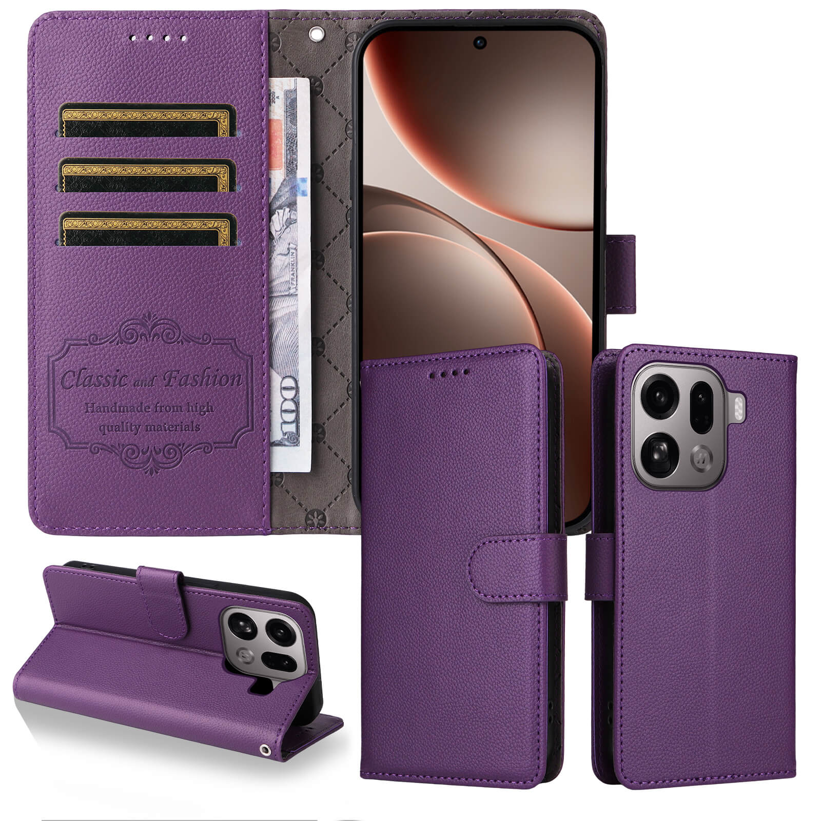 OPPO Find X9 Pro - Leather-look case with textured surface