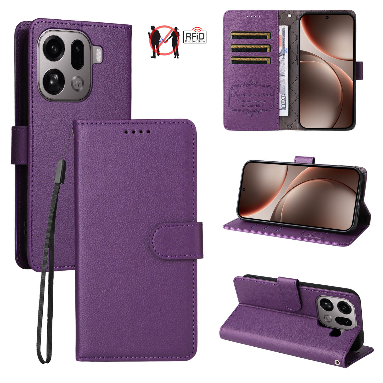 OPPO Find X9 Pro - Leather-look case with textured surface