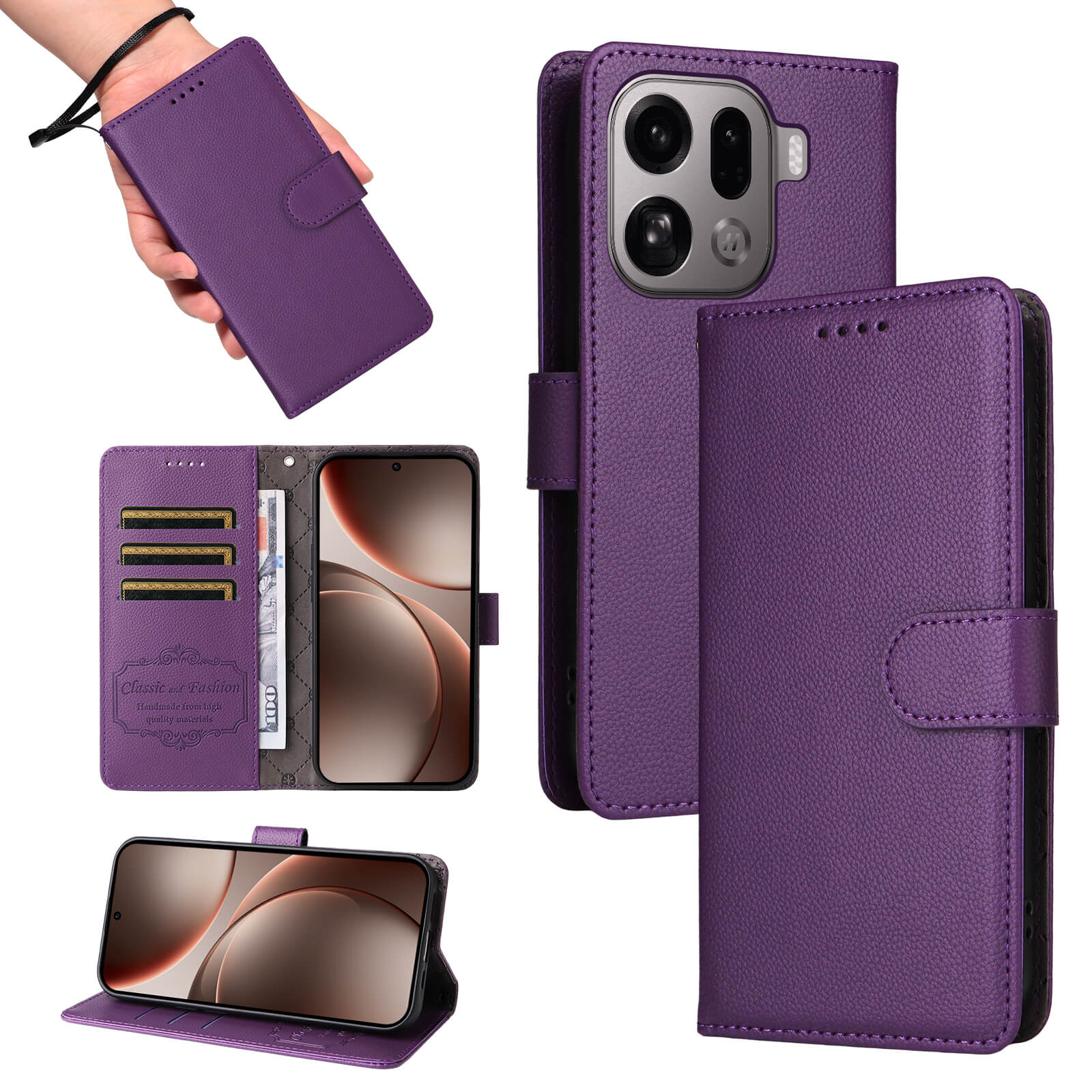 OPPO Find X9 Pro - Leather-look case with textured surface
