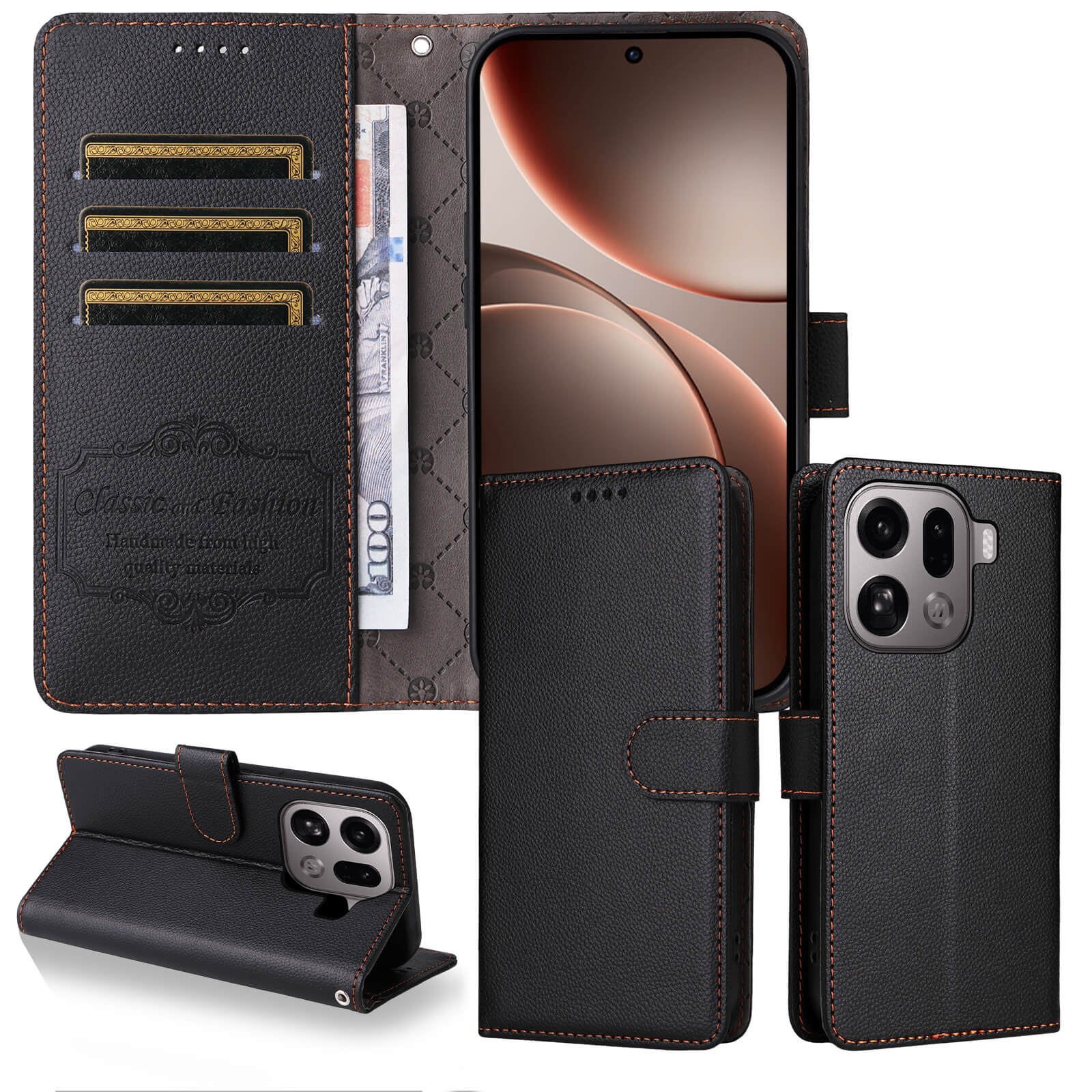 OPPO Find X9 Pro - Leather-look case with textured surface
