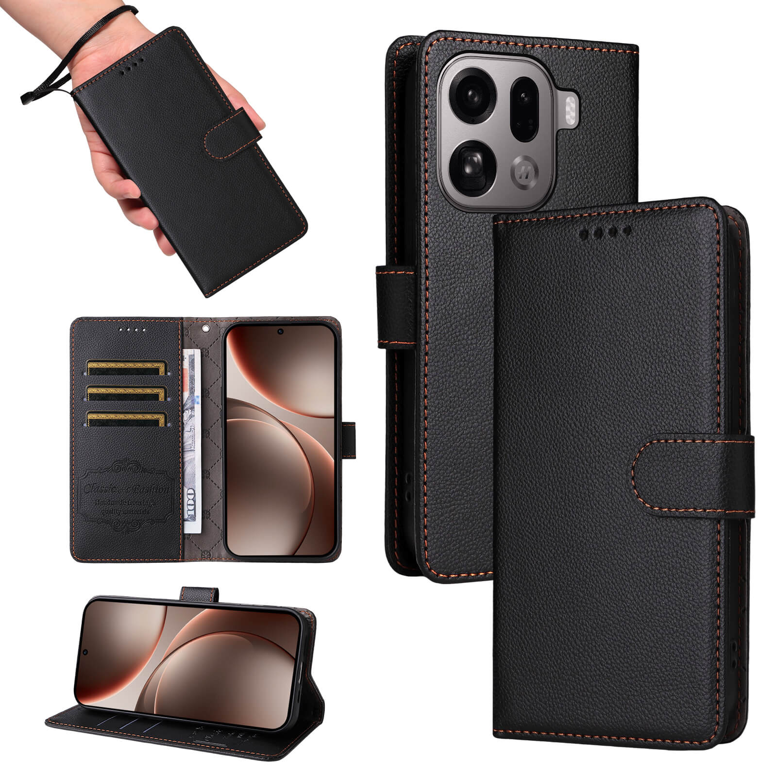 OPPO Find X9 Pro - Leather-look case with textured surface