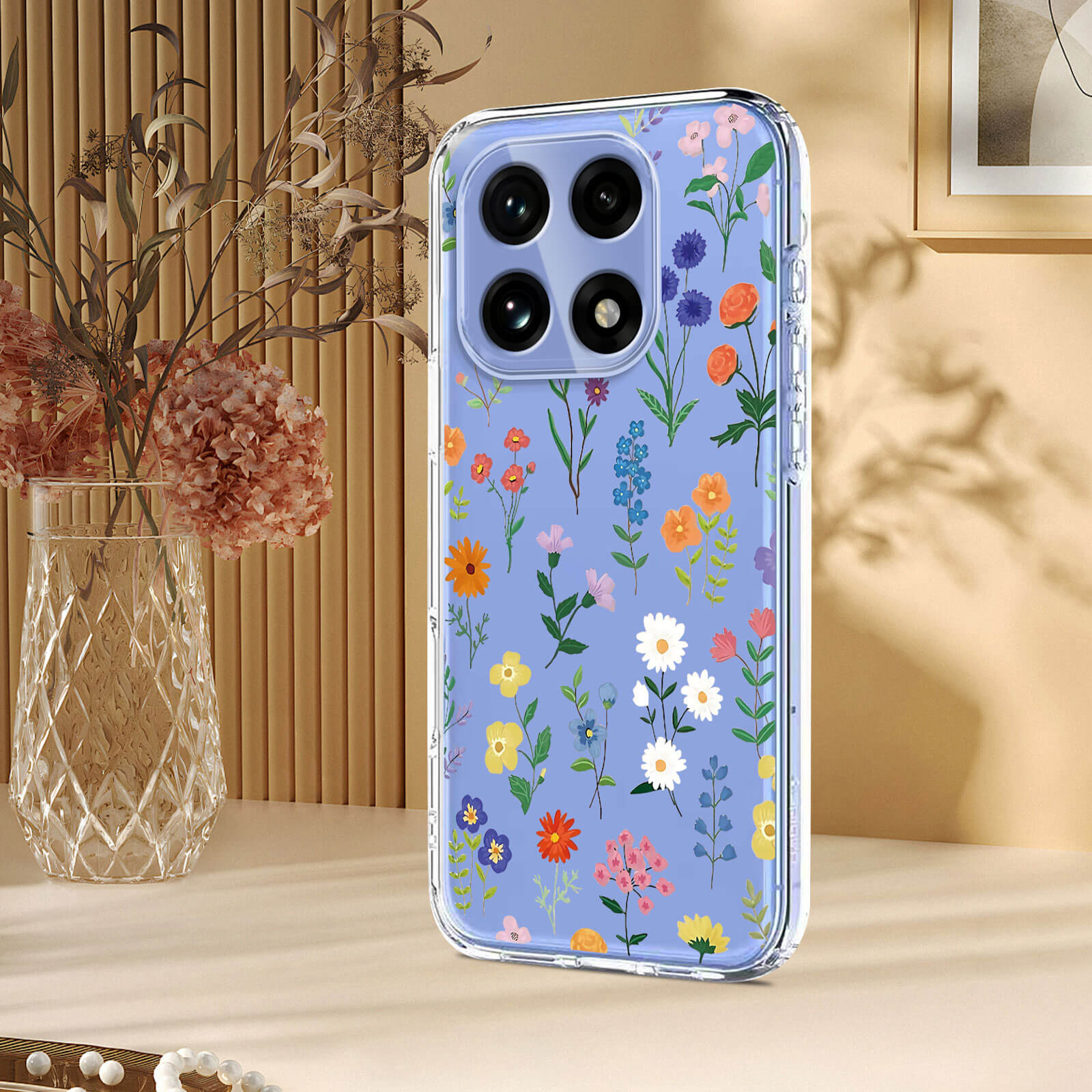 OnePlus 15 - Coque en caoutchouc silicone fleures