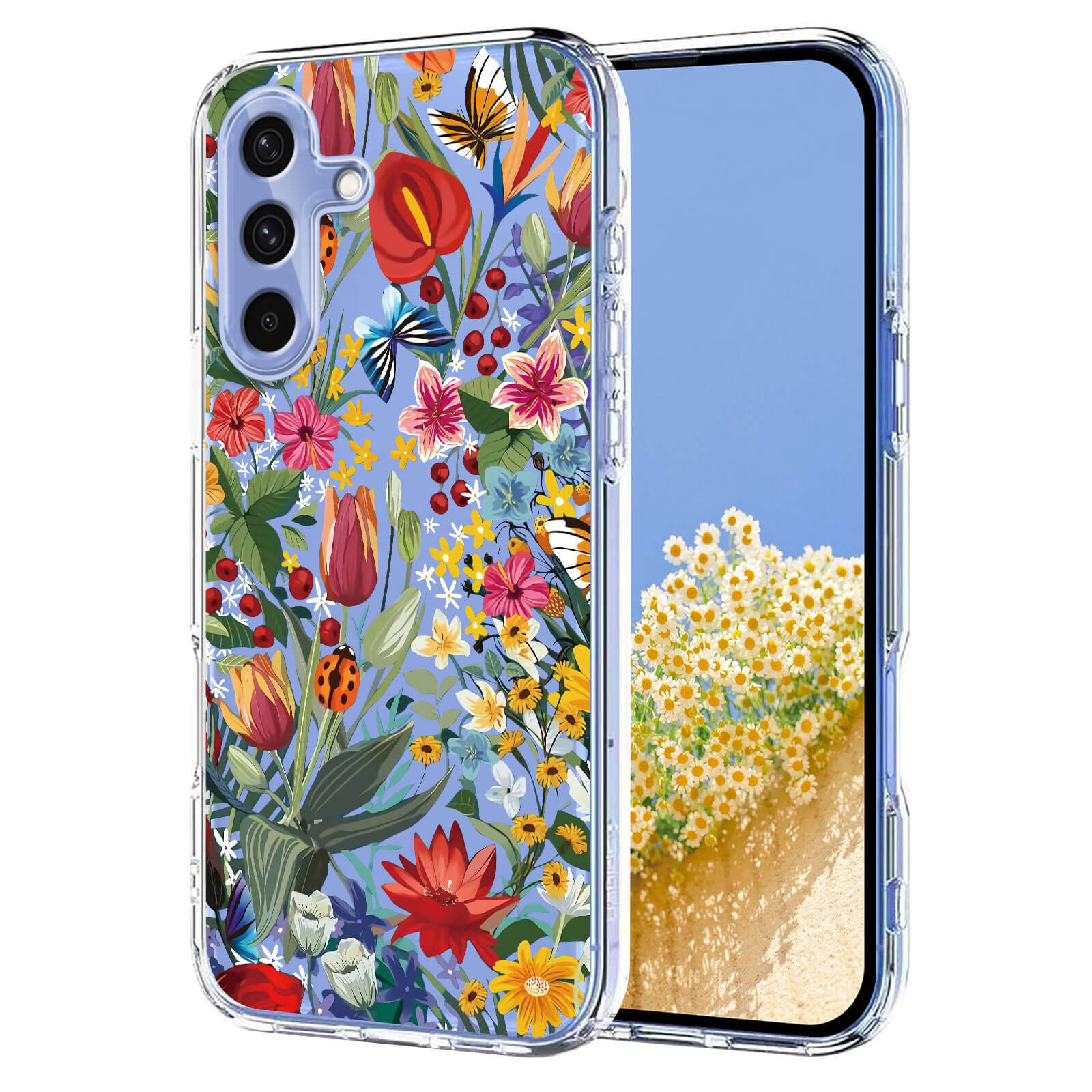 Galaxy A57 - Silikon Gummi Hülle Blumen