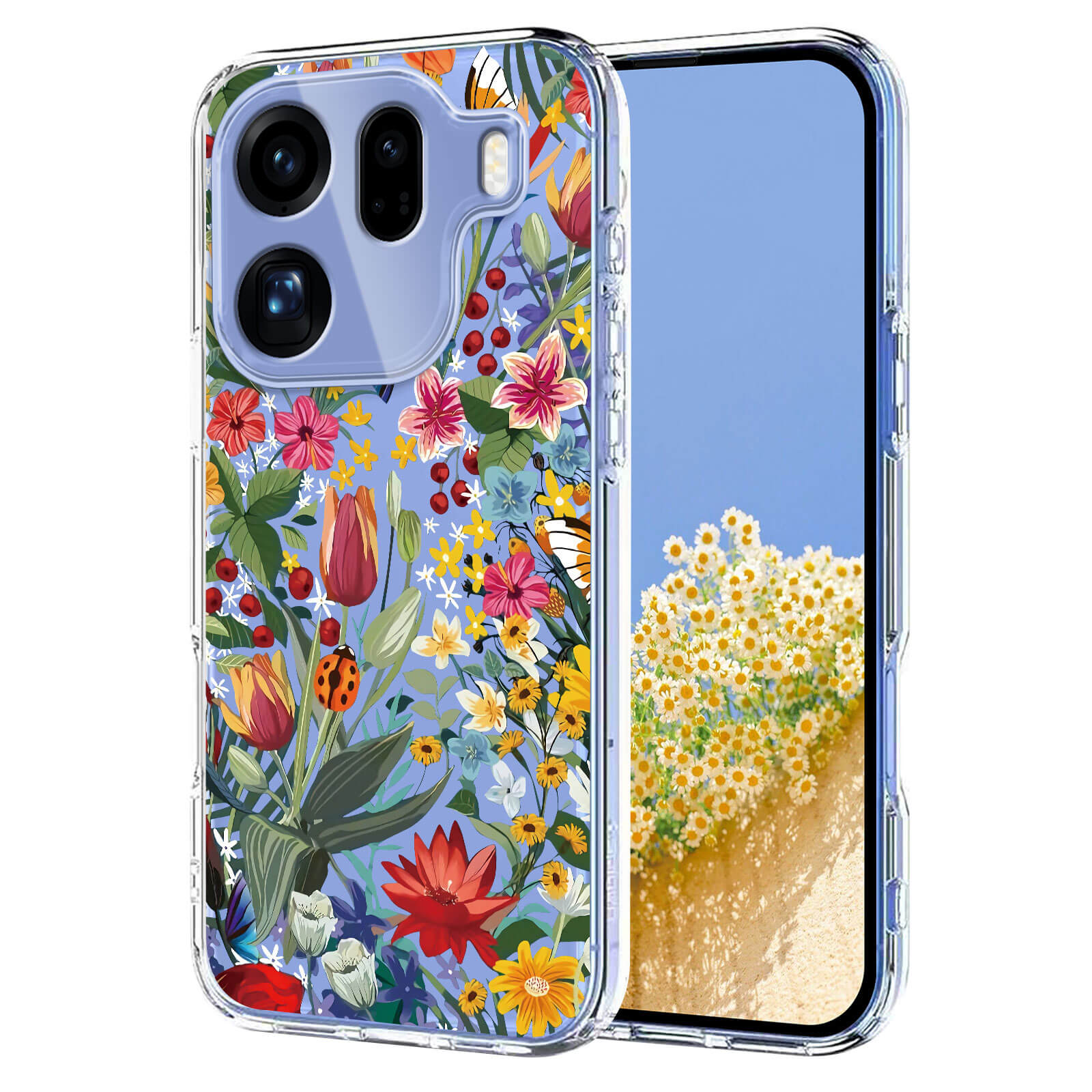 OPPO Find X9 Pro - Silicone Rubber Case Flowers