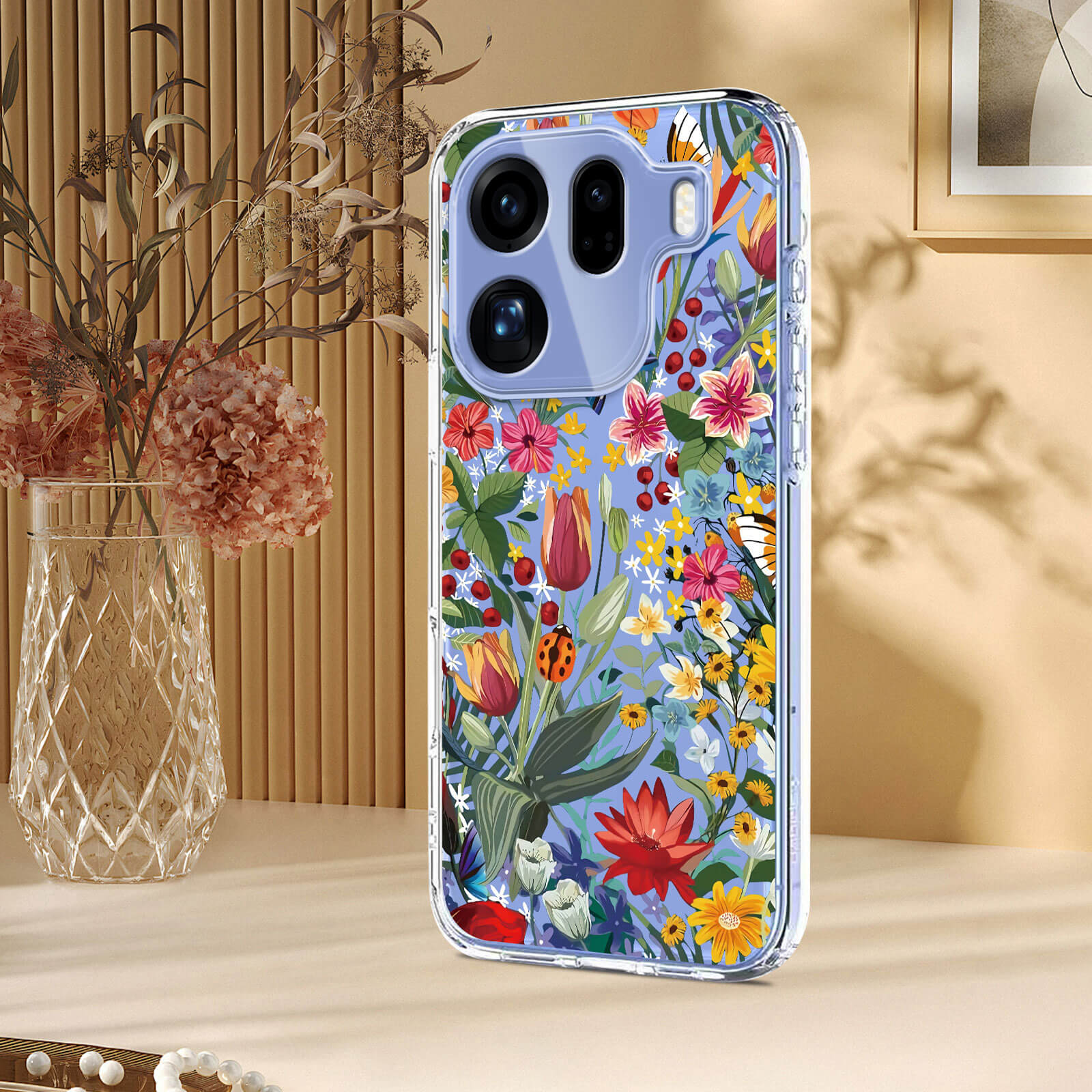 OPPO Find X9 Pro - Silicone Rubber Case Flowers
