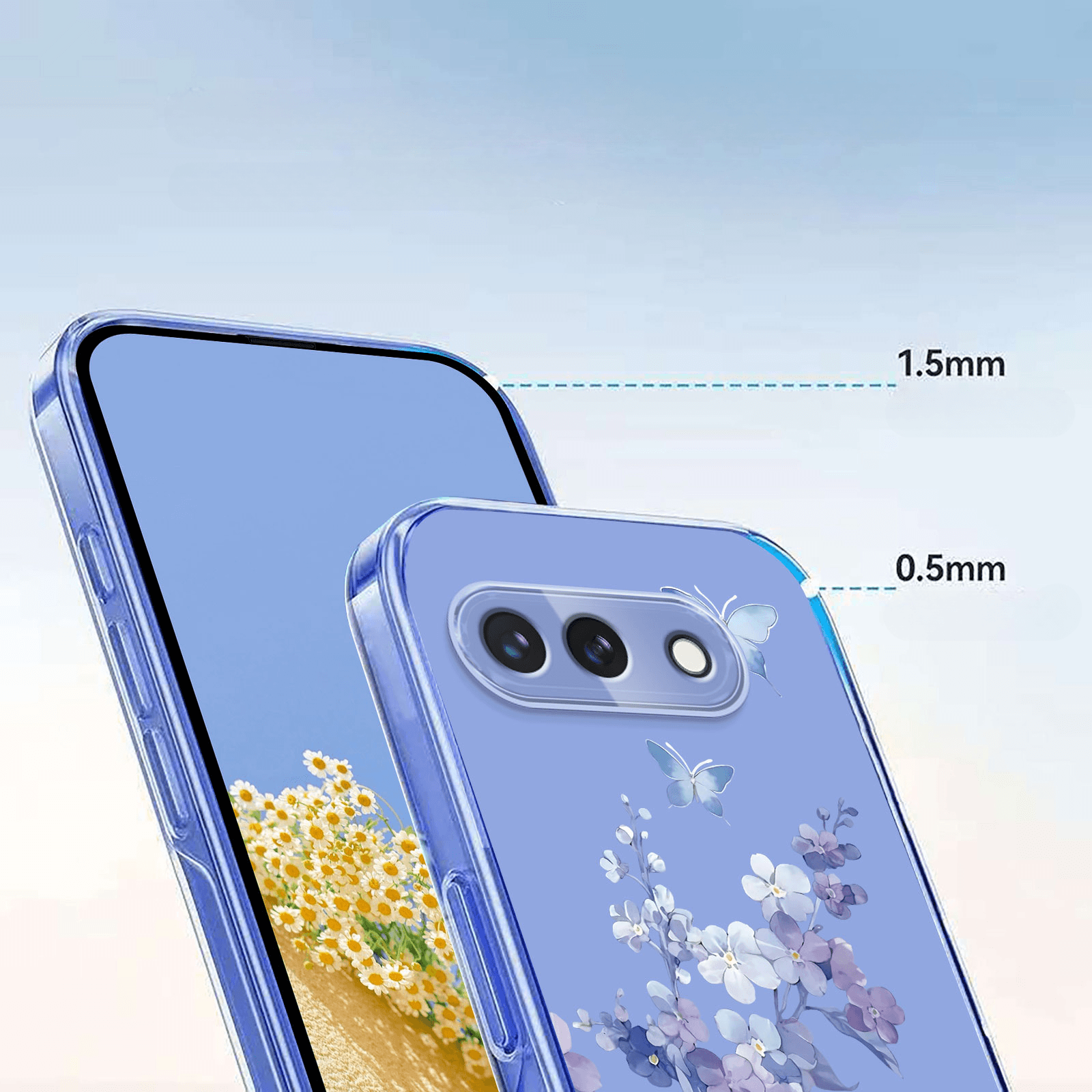 Google Pixel 10a - Silikon Gummi Hülle Blumen