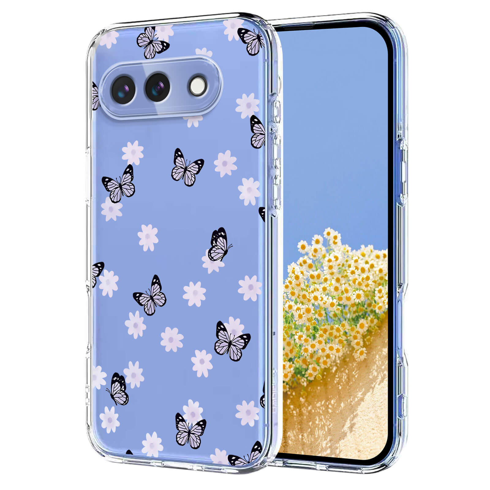 Google Pixel 10a - Silikon Gummi Hülle Blumen