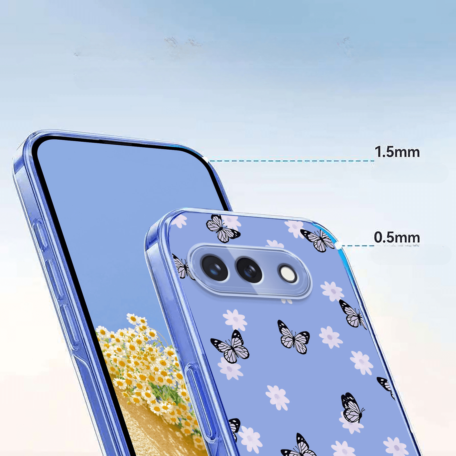 Google Pixel 10a - Silikon Gummi Hülle Blumen