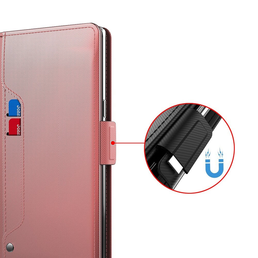 Galaxy A57 - PU Leather Flip Case with Card Holder, Mirror & Kickstand