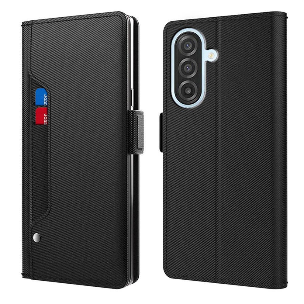 Galaxy A57 - PU Leather Flip Case with Card Holder, Mirror & Kickstand