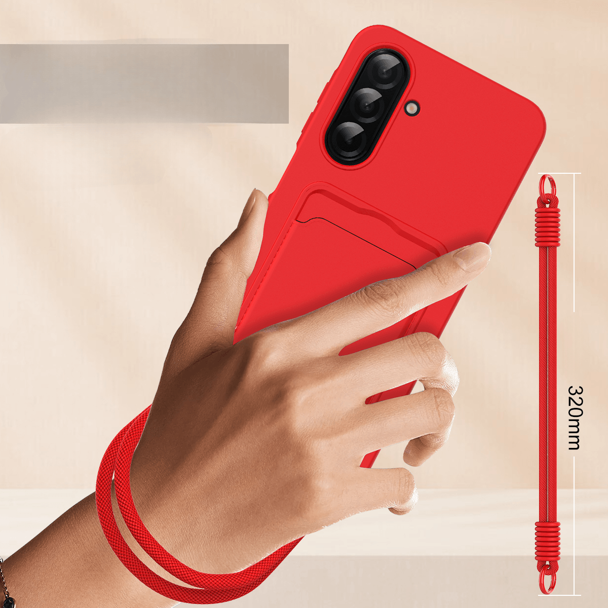 Galaxy A57 - Custodia in silicone liquido con portacarte e laccetto