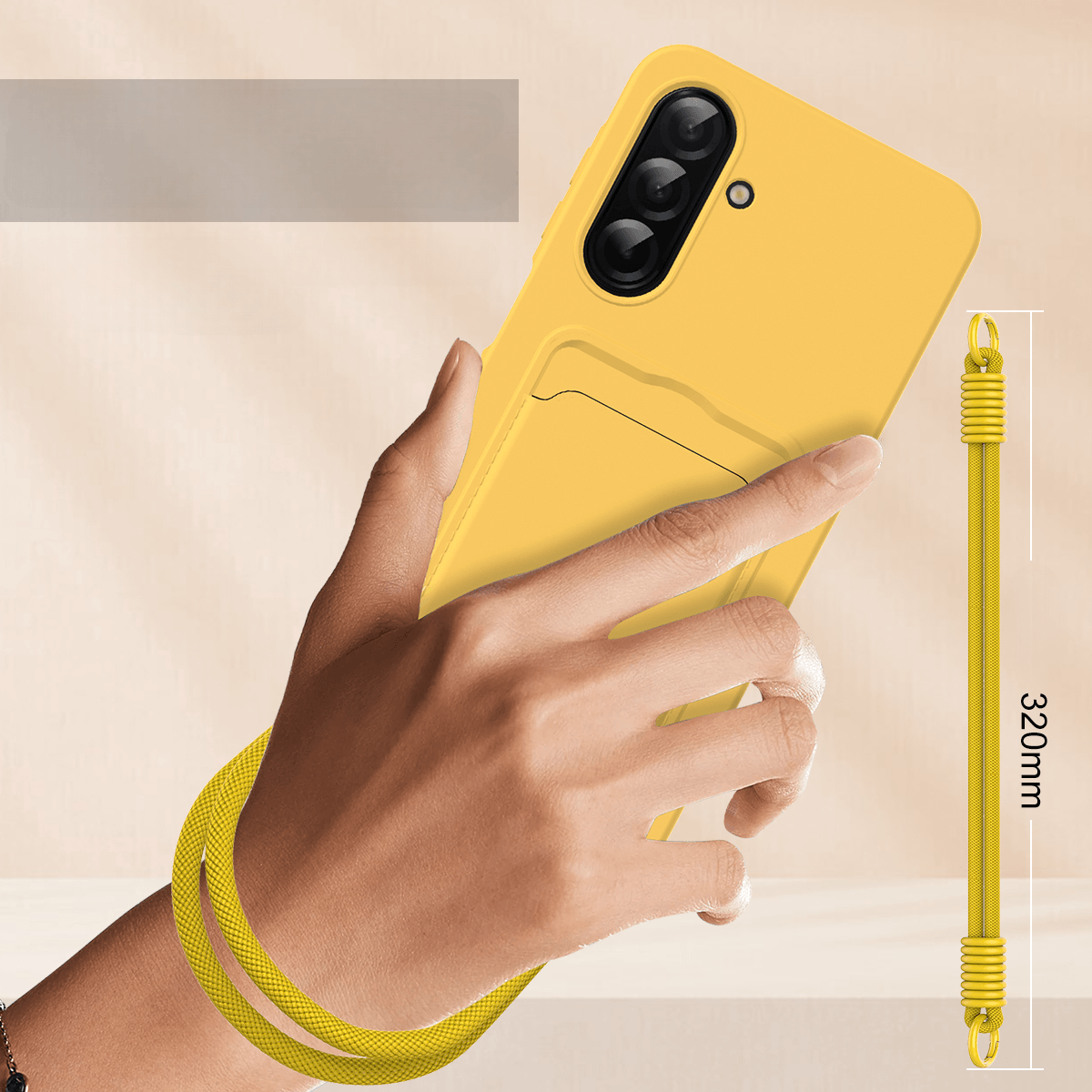 Galaxy A57 - Custodia in silicone liquido con portacarte e laccetto