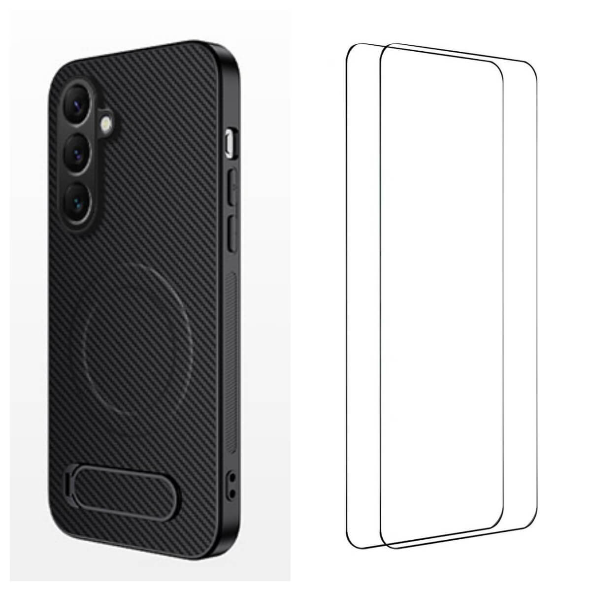 Galaxy A57 - Magnetic Case with Kickstand & 2 Tempered Glass Screen Protectors