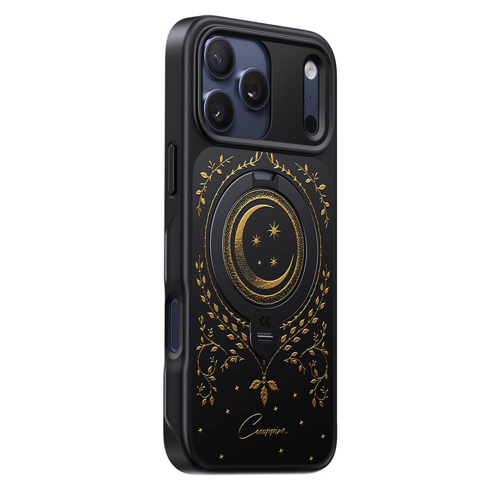 iPhone 18 Pro Max / iPhone 17 Pro Max – Magnetische Design Hülle Moon mit 360° Standring