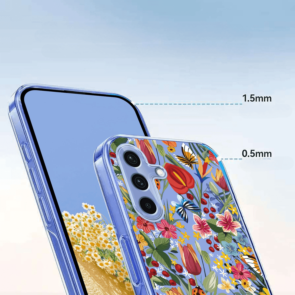 Galaxy A27 - Custodia in gomma siliconica fiori