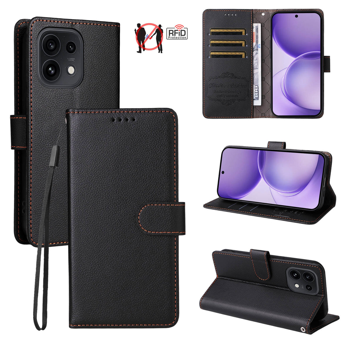 OPPO Reno16 / Reno16 Pro - Étui aspect cuir avec surface structurée