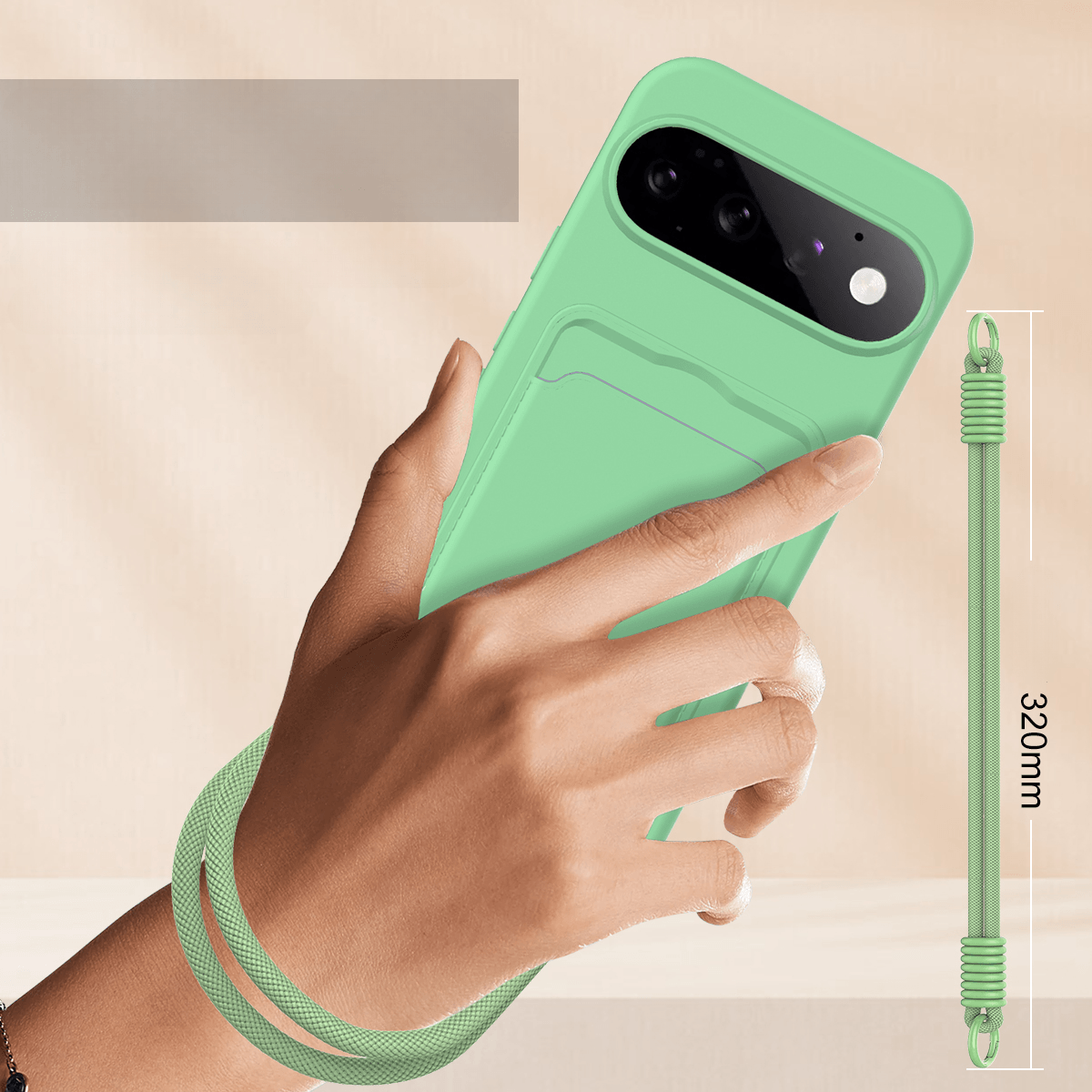 Google Pixel 11 Pro - Liquid Silicone Case with Card Holder & crossbody Lanyard