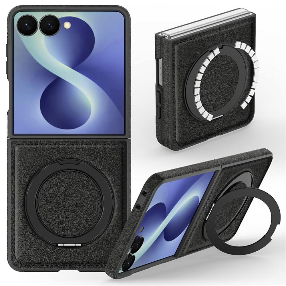 Galaxy Z Flip8 – Kunstleder Hülle mit Magnet und Kickstand