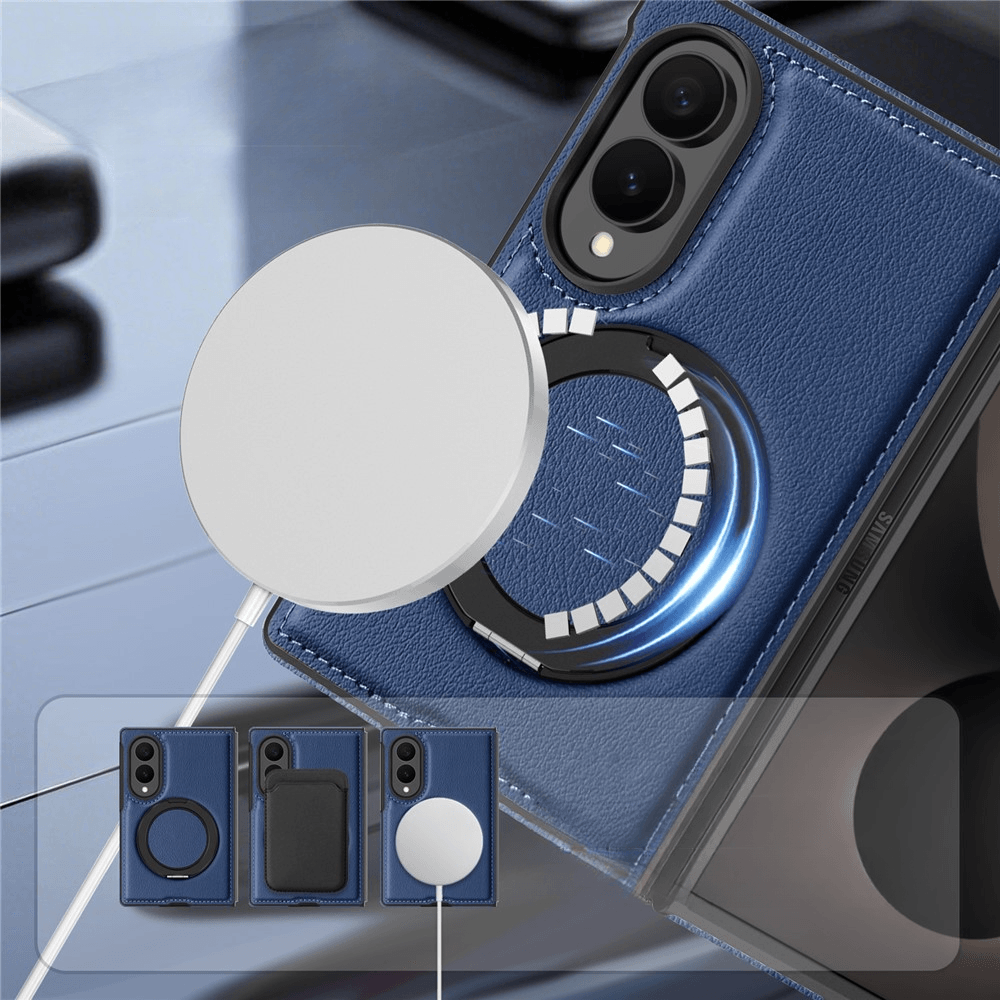 Galaxy Z Fold8 - Cover magnetica in pelle PU con anello supporto a 360°