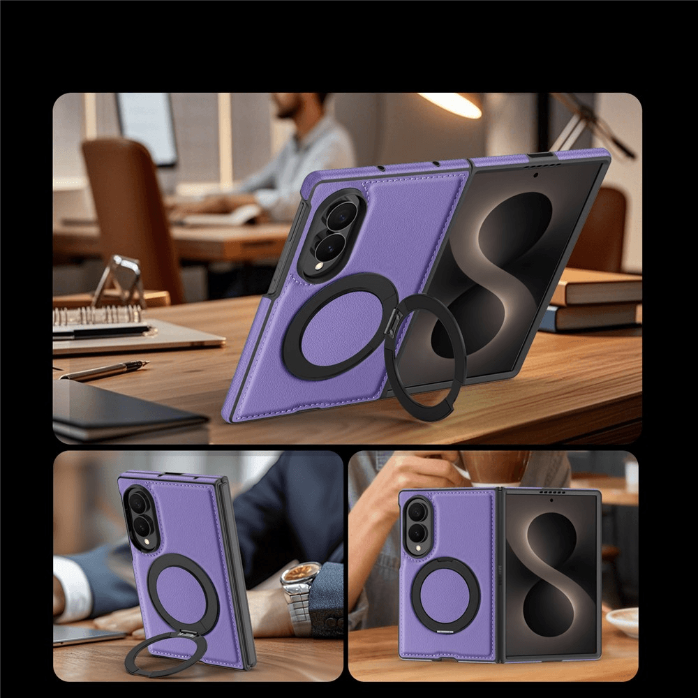 Galaxy Z Fold8 - Cover magnetica in pelle PU con anello supporto a 360°