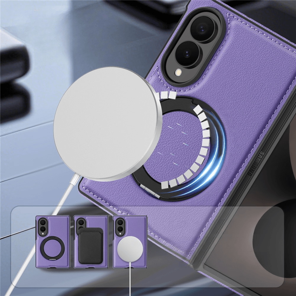 Galaxy Z Fold8 - Cover magnetica in pelle PU con anello supporto a 360°