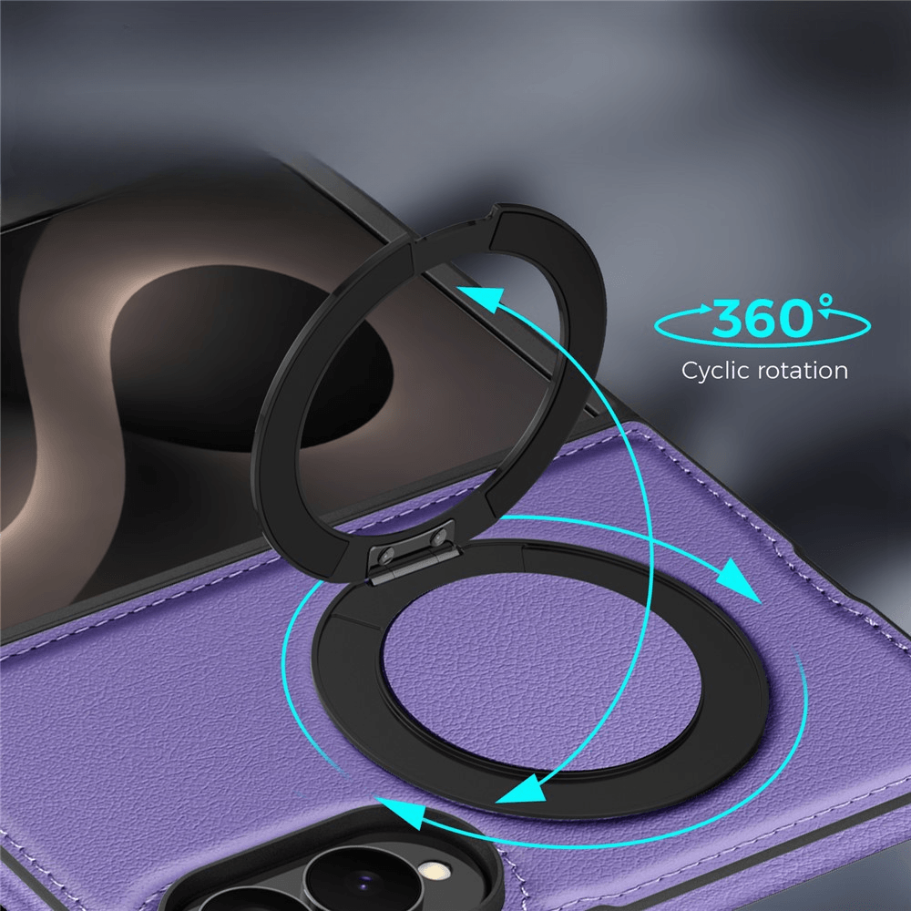 Galaxy Z Fold8 - Cover magnetica in pelle PU con anello supporto a 360°