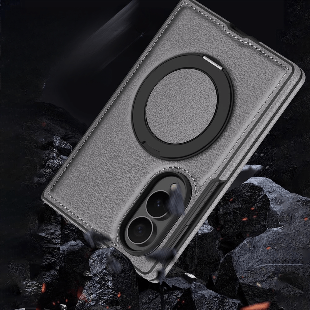 Galaxy Z Fold8 - Cover magnetica in pelle PU con anello supporto a 360°
