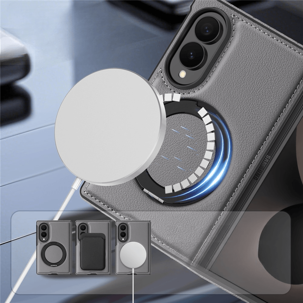 Galaxy Z Fold8 - Cover magnetica in pelle PU con anello supporto a 360°