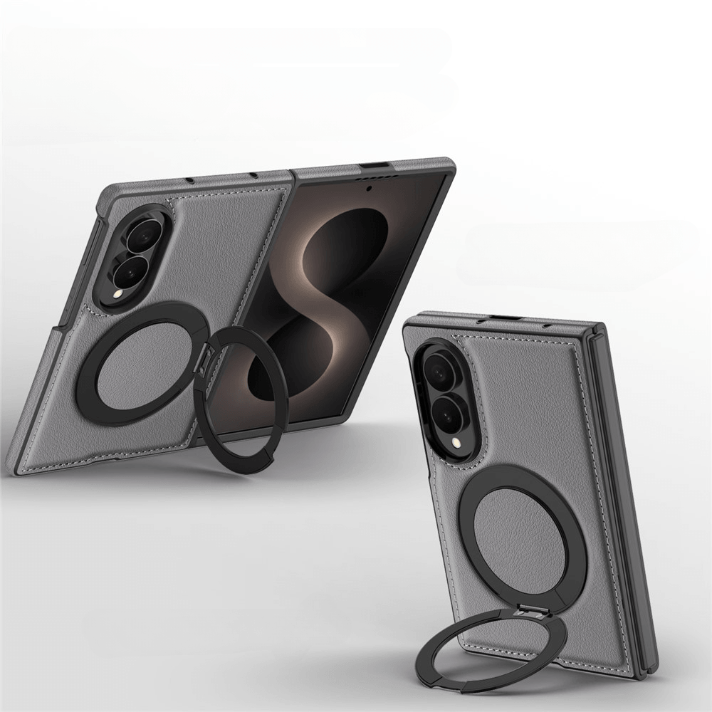 Galaxy Z Fold8 - Cover magnetica in pelle PU con anello supporto a 360°