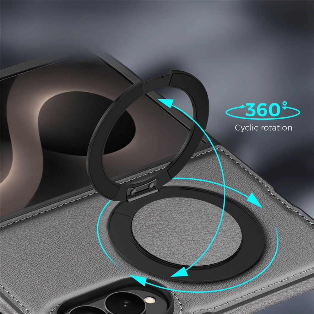Galaxy Z Fold8 - Cover magnetica in pelle PU con anello supporto a 360°