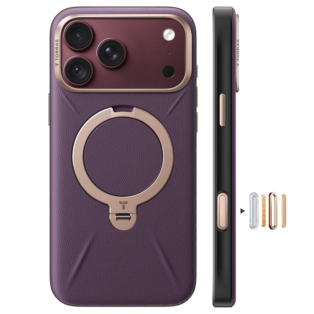iPhone 18 Pro Max / iPhone 17 Pro Max - TORRAS Ostand Q3 VegSkin Coque MagSafe avec support violet