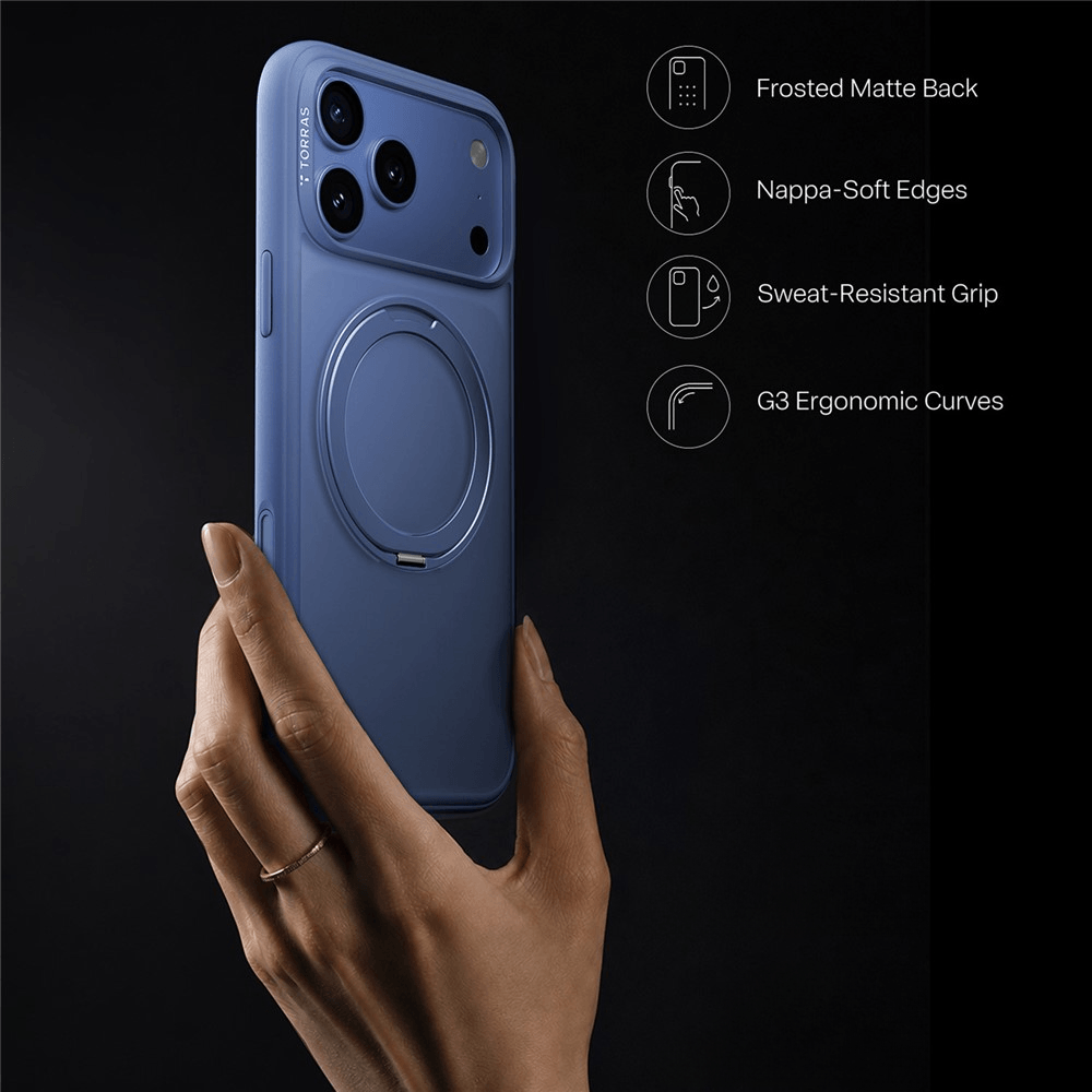 iPhone 18 Pro Max / iPhone 17 Pro Max – TORRAS Ostand O1 Guardian Cover Magnetica Supporto 360° blu