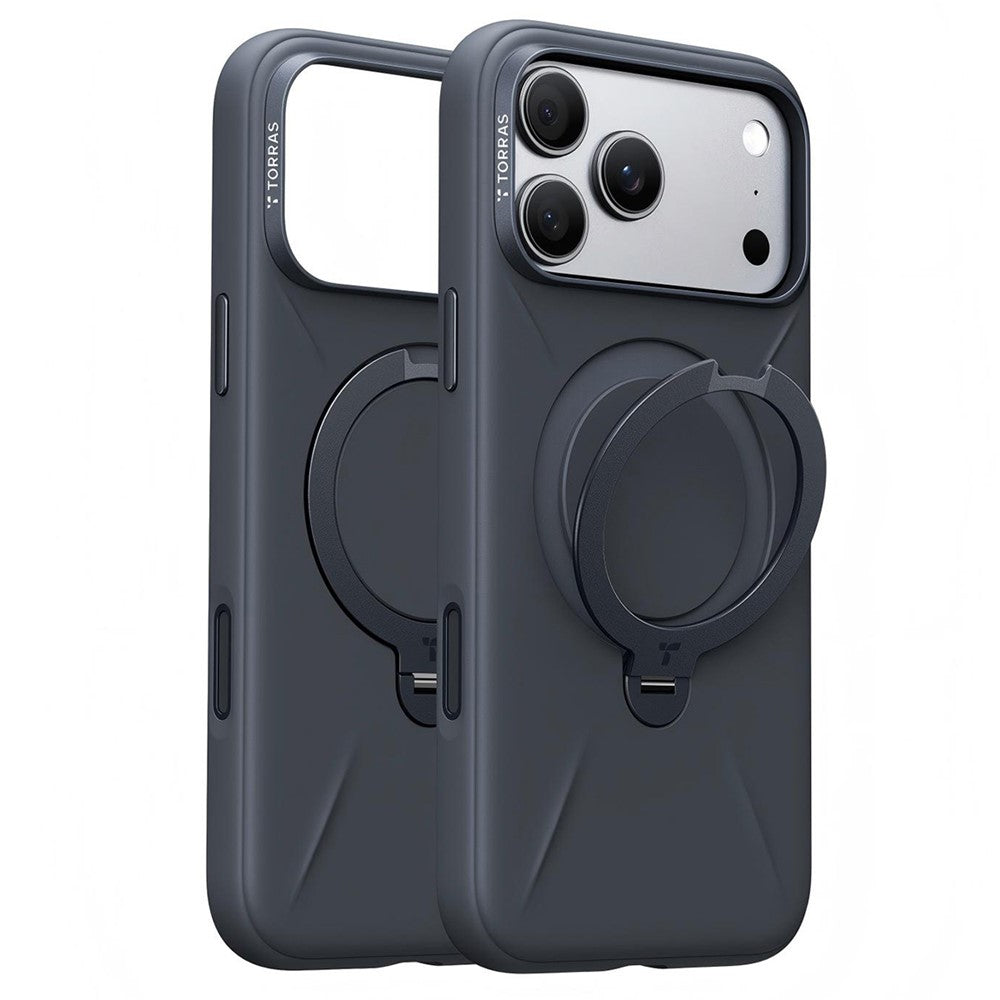 iPhone 17 Pro Max – TORRAS Ostand Q3 Magnetic Silicone Case with Kickstand Black