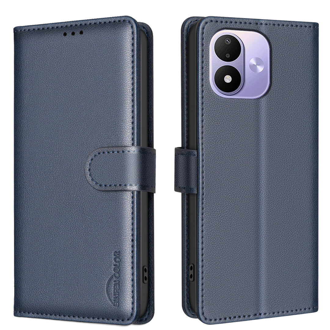 Xiaomi Redmi Note 17 - BINFEN Leder Etui Hülle mit RFID Blocker – Blau