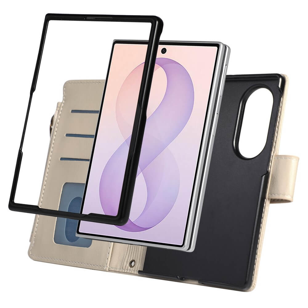 Galaxy Z Fold8 – Leather Wallet Case with Shoulder & Wrist Strap