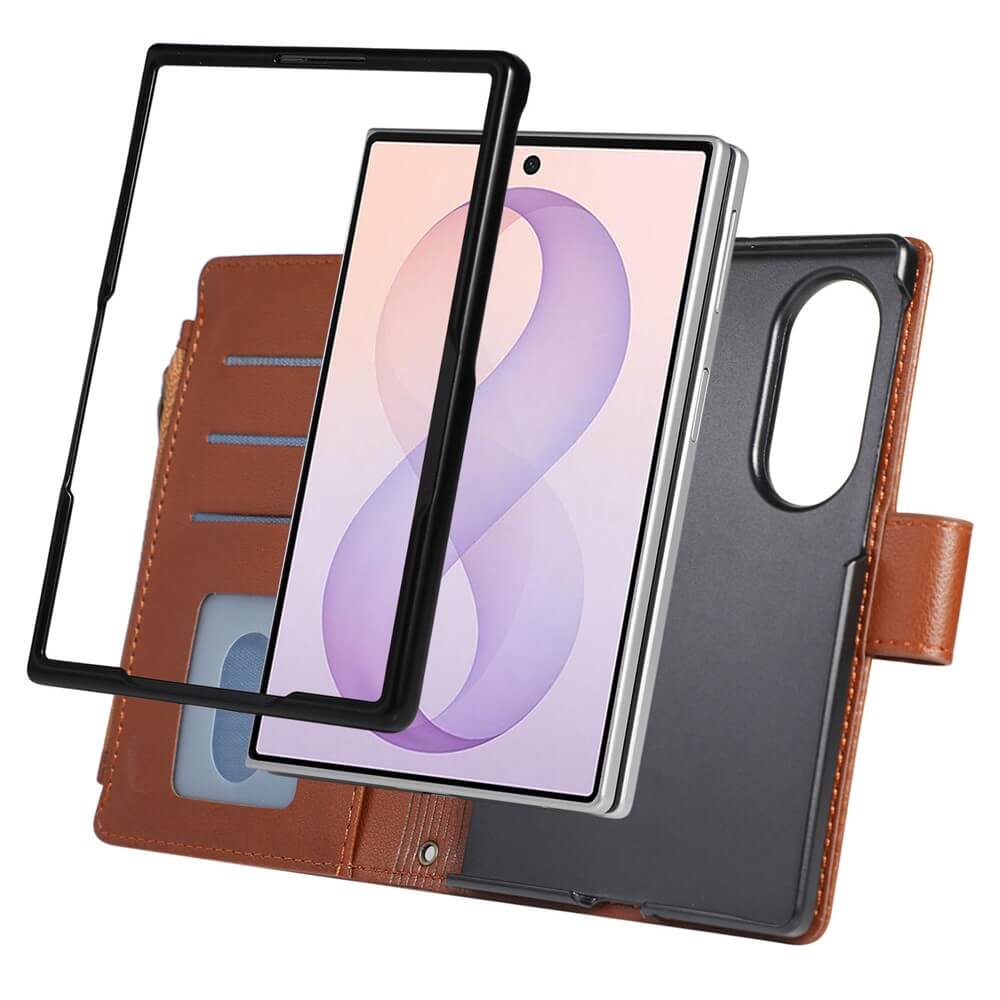 Galaxy Z Fold8 – Leather Wallet Case with Shoulder & Wrist Strap