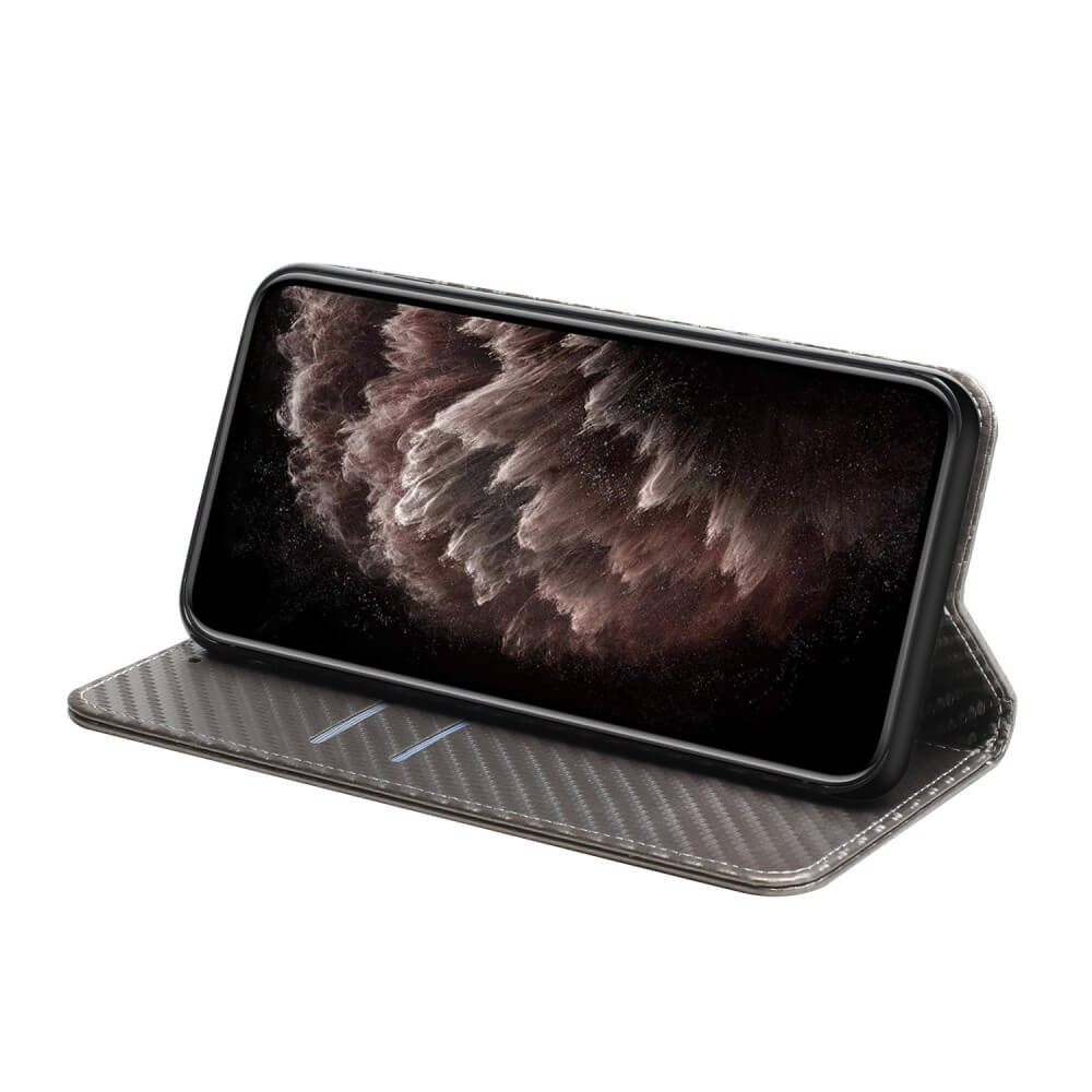 Galaxy A54 - Custodia flip look carbone